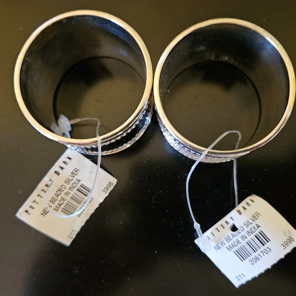 Pottery Barn Silver Napkin Rings (Set Of 2)